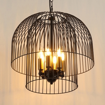 Metal Candle Pendant Light With Wire, Hanging Metal Chandelier Frame Wire With Hook