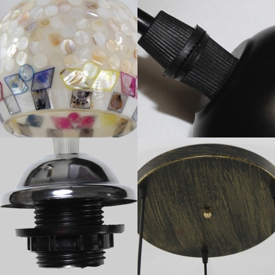 Modern Style Sphere Pendant Light Shell 3 Lights Black/Silver Suspension Light for Hotel