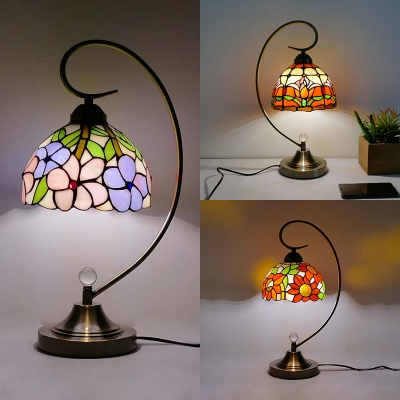 

Restaurant Blossom Night Light Stained Glass & Metal 1 Light Rustic Tiffany Desk Light, HL537790