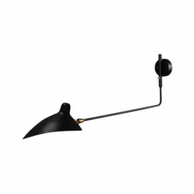 Rotatable Modern Black/White Wall Sconce Single Light Metal Wall Light with Long Arm for Bedroom