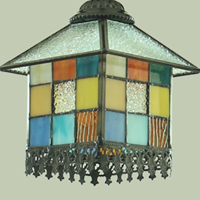 Rustic Style Multi-Color Pendant Light with Bird & Wheel 2 Lights Glass Island Lamp for Cafe