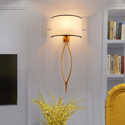 Simple Style Sconce Light with White Shade Fabric 2 Lights Sconce Lamp for Restaurant Hotel