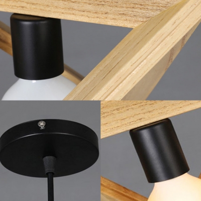 Single Light Triangle Pendant Light Contemporary Wood Hanging Light in Beige for Dining Table