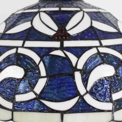 Stained Glass Kapok Pendant Light Dining Table 1 Light Vintage Style Ceiling Pendant in Blue