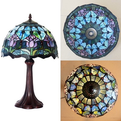 Stained Glass Mahogany Desk Light Study Room 12 Inch 1 Head Tiffany Traditional Table Light