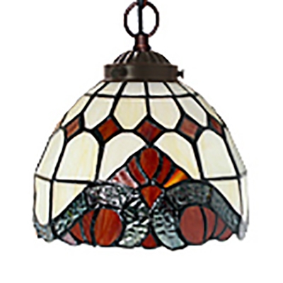 Tiffany Style Cone/Dome Pendant Lamp Glass 1 Light Stained Glass Hanging Light for Dining Room