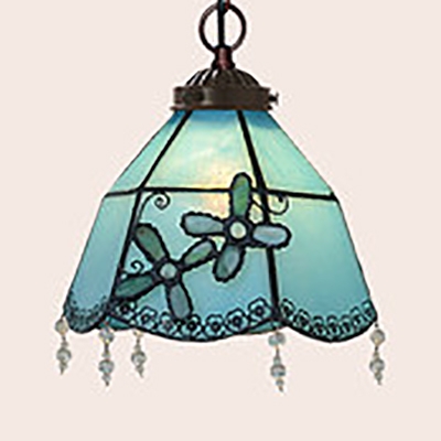 Tiffany Style Cone/Dome Pendant Lamp Glass 1 Light Stained Glass Hanging Light for Dining Room