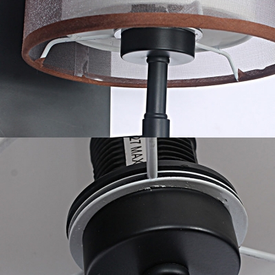 1 Light Cylinder Shade Wall Lamp Industrial Metal Sconce Light in Black for Bedroom Restaurant