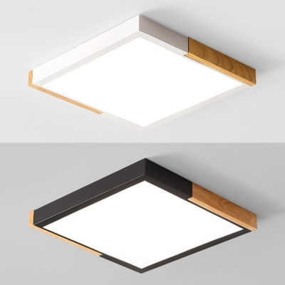 Simple Style Black/White Flush Light Square Shade Acrylic Warm/White Lighting LED Ceiling Lamp for Restaurant