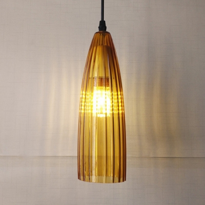 Amber/Blue/Brown Melon Pendant Lamp 1 Head Art Deco Flute Glass Hanging Light for Office Bar