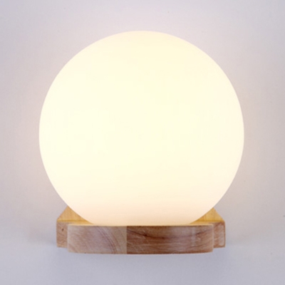 Led Light White Frosted Globe Shade Wall Light with Wood Base
