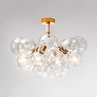 Hallway Bubble LED Semi Flush Ceiling Light Clear Glass 3/4/6 Lights Chrome/Gold Ceiling Lamp
