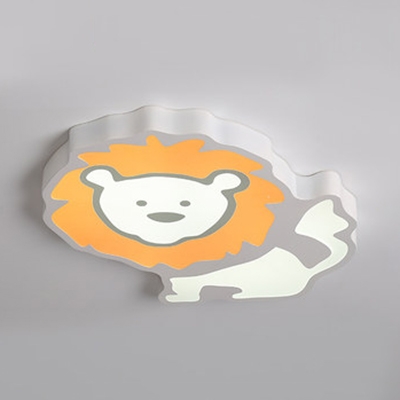 Acrylic Lion LED Flush Light Lovely Blue/Pink/White Ceiling Light in Warm/White for Kindergarten