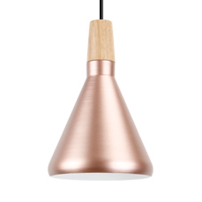 Aluminum Cone Shade Ceiling Light with Adjustable Cord Kitchen 1 Light Modern Hanging Light in Rose Gold