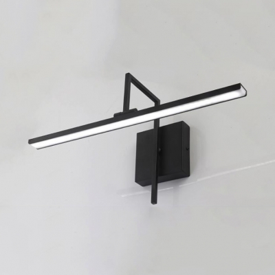 Angle Adjustable Linear Vanity Light Antifogging Acrylic LED Wall Lamp in Black for Bedroom