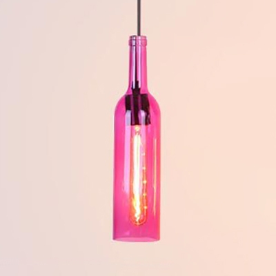 Antique Style Wine Bottle Pendant Light 1 Light Glass Hanging Light for Dining Table Bar