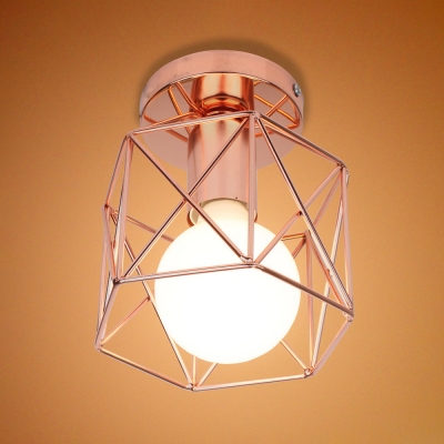 Bathroom Hallway Wire Frame Ceiling Mount Light Iron 1 Light