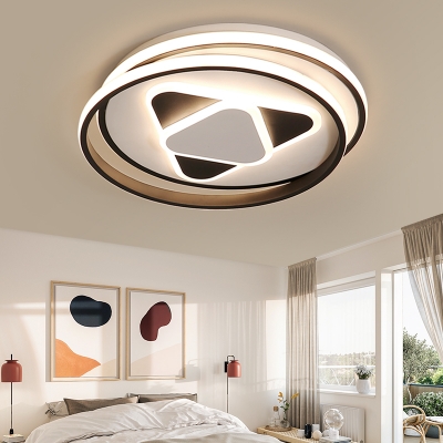Black Slim Panel Flush Light Contemporary Acrylic LED Ceiling Lamp in Warm/White for Child Bedroom