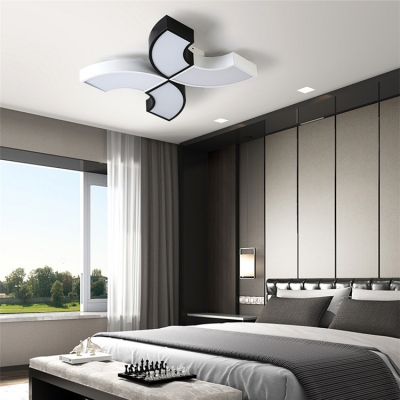 Black & White/Multi-Color Ceiling Mount Light Half Ring Acrylic Flush Light for Kids Bedroom