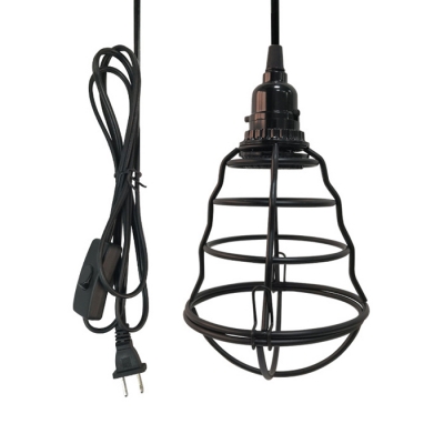 Black Wire Frame Hanging Light 1/2 Pack 1 Light Vintage Style Metal Pendant Lamp for Kitchen