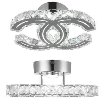 Brilliant Design Double Crystal Rings Flush Mount Lighting Shine with Sparkling Crystal Beads White Light