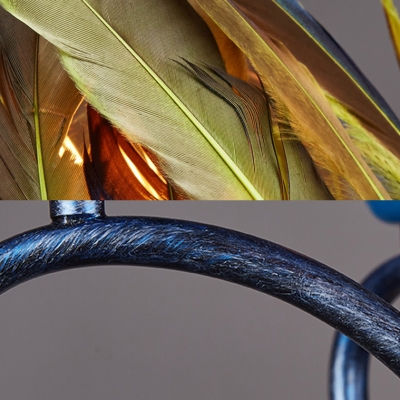 Cafe Restaurant Badminton Chandelier Metal Colorful Feather Industrial Pendant Light
