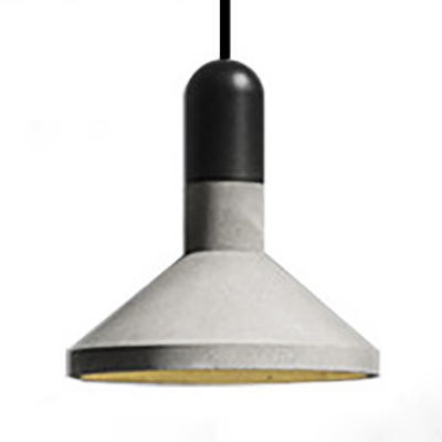 Cement Conical Shade Hanging Lamp 1 Light Industrial Pendant Light in Gray for Restaurant