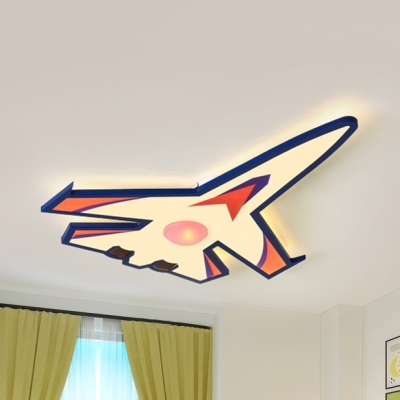 Creative Airplane LED Flush Ceiling Light Acrylic Blue Ceiling Lamp in Warm/White for Child Bedroom