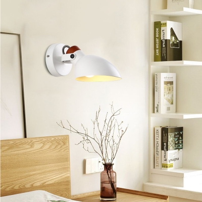 Creative Black/White/Green Sconce Light 1 Light Metal Rotatable Wall Lamp for Bedroom