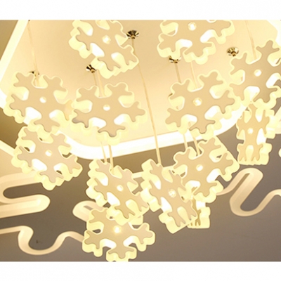 Creative Snowflake LED Semi Ceiling Mount Light Stepless Dimming/Warm/White Ceiling Lamp for Nursing Room
