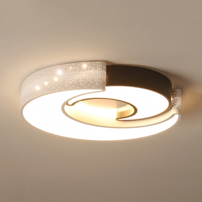 Creative Two Moon Flush Mount Light Acrylic LED Ceiling Light in Warm/White/Third Gear for Child Bedroom