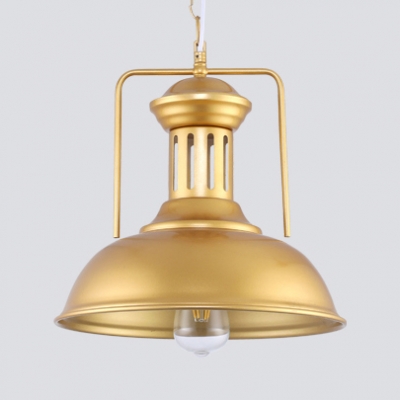 Domed Shade Kitchen Pendant Lighting Metal 1 Light Industrial Suspension Light in Gold