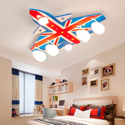 Eye-Caring Plane Ceiling Mount Light American Style Metal Flush Light in Warm/White for Child Bedroom