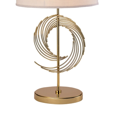Fabric Drum Table Lamp with Tornado Decoration 1 Light Creative Reading Light in White for Office