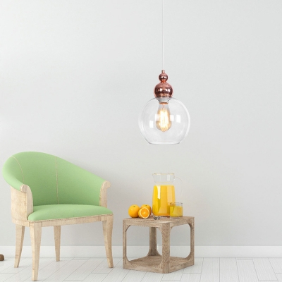 Industrial Length Adjustable Pendant Lamp Globe Shade 1 Light Clear Glass Hanging Light for Foyer