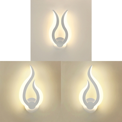 Living Room Bedroom Sconce Light Acrylic Contemporary White LED Wall Light in Warm