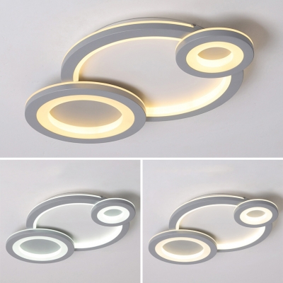 Living Room Ring LED Ceiling Light Acrylic Contemporary Gray/White Flush Light in Warm/White
