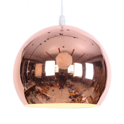 Metal Angle Adjustable Orb Hanging Light 1 Light Contemporary Ceiling Pendant in Chrome/Rose Gold for Kitchen