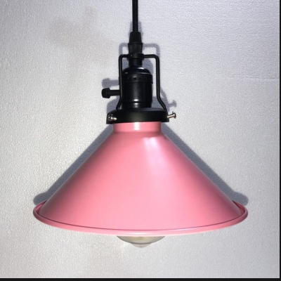Metal Conical Pendant Light with Swivel Joint Factory 1 Light Retro Loft Ceiling Light in Pink/Red