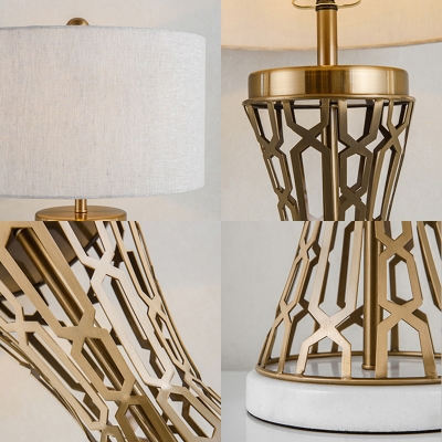 Metal Hollow Hourglass Table Lamp 1 Light Elegant Style Night Light in Brass for Bedside Table