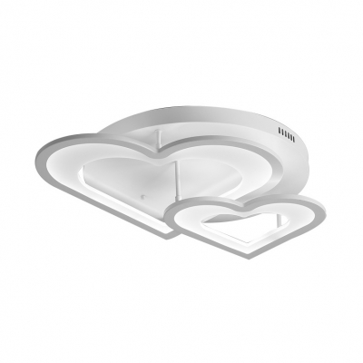 Modern White LED Semi Flush Ceiling Light Heart Metal Ceiling Lamp in Warm/White for Hotel