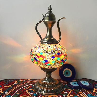 Moroccan Turkish Flagon Table Light Stained Glass Single Light Table Lamp for Living Room
