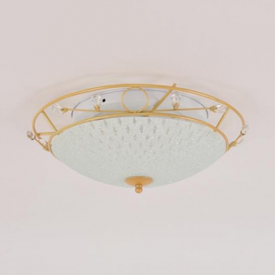 Rustic Style Flush Ceiling Light with Dome Shade 2 Lights Glass Light Fixture with Crystal for Foyer