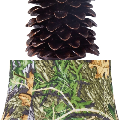 Rustic Style Pine Cone Desk Light 1 Light Fabric LED Night Light in Green for Adult Kid Bedroom