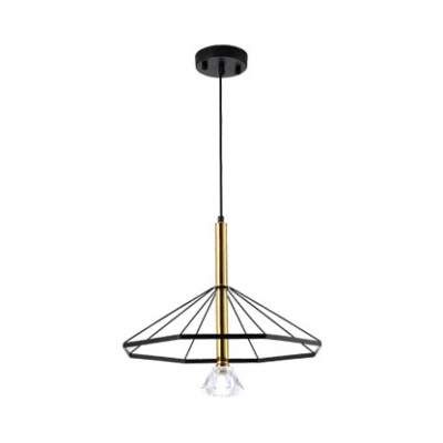 Simple Style Black Ceiling Lamp Wire Frame 1 Light Metal Hanging Light for Shop Restaurant