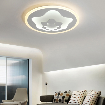 Simple Style White LED Flush Mount Light Star Metal Ceiling Fixture in Warm/White for Bedroom