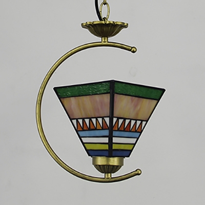 Stained Glass Craftsman Pendant Light 1 Light 8 Inch Vintage Style Hanging Lamp for Hallway