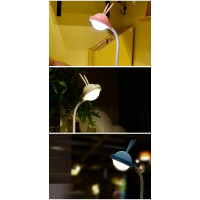 Touch Sensor Rabbit LED Desk Lamp 1 Light USB Charging Reading Light in Blue/Pink/White for Dormitory
