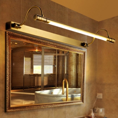 Tube Mirror Bathroom Vanity Light Aluminum 21/27 Inch Elegant Style Wall Light in Gold