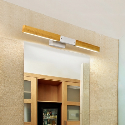 Waterproof Linear LED Vanity Light Wood Antifogging Beige Wall Lamp with White Lighting for Mirror